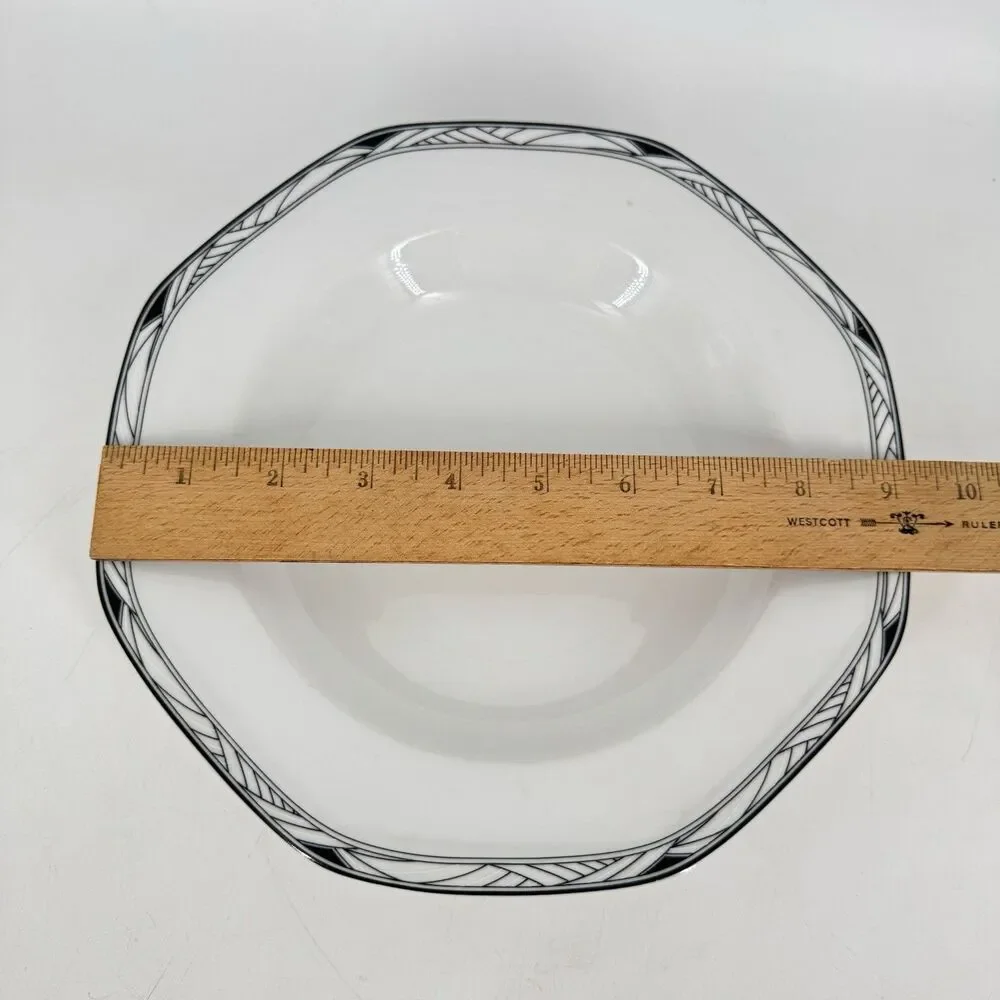 Studio Nova Synthesis Y0031 Soup Bowls Set of 5 White Black Rim 9” Octagonal